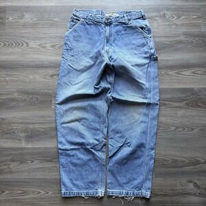 VTG Abercrombie Fitch Jeans 34 x 32 Blue Carpenter USA Baggy Pants Distressed